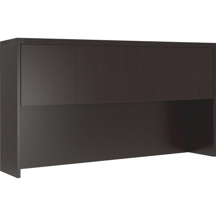 Safco Aberdeen Series Hutch - 39" Height x 72" Width x 15" Depth - Fluted Edge - Finish: Laminate, Mocha - Cord Management, Leveling Glide, Grommet, Modesty Panel, Scratch Resistant - 1 Each