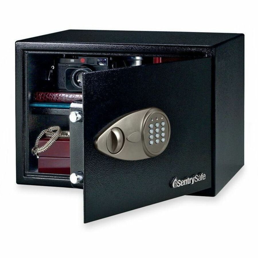 Sentry Safe Security Safe with Electronic Lock - 1.20 ft� - Electronic, Key Lock - 2 Live-locking Bolt(s) - Internal Size 10.50" Height x 16.75" Width x 12.63" Depth - Overall Size 10.6" Height x 17" Width x 14.8" Depth - Black - Steel