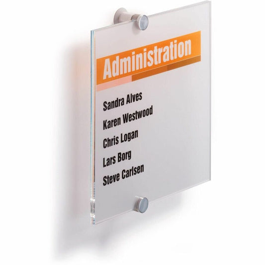 DURABLE Crystal Standoff Interior Wall Sign - 8.3" Width x 8.3" Height x 0.9" Depth - Square Shape - Wall Mountable - Indoor - Acrylic - Clear - 1 Each