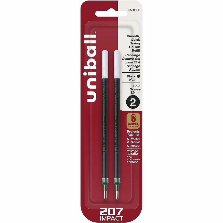uniball™ 207 Impact Gel Pen Refill - 1 mm , Bold Point - Black Ink - Acid-free, Water Resistant, Fade Resistant, Super Ink - 2 / Pack