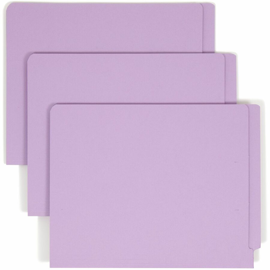 Smead Straight Tab Cut Letter Recycled Fastener Folder - 8 1/2" x 11" - 2 x 2B Fastener - 2" Fastener Capacity - 11 pt. - 2 Plys - Lavender - 10% Recycled - 50 / Box