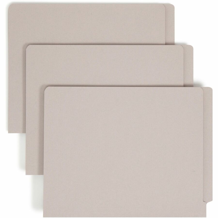 Smead Straight Tab Cut Letter Recycled Fastener Folder - 8 1/2" x 11" - 3/4" Expansion - 2 x 2B Fastener - 2" for Folder - 11 pt. - 2 Plys - Gray - 10% Recycled - 50 / Box