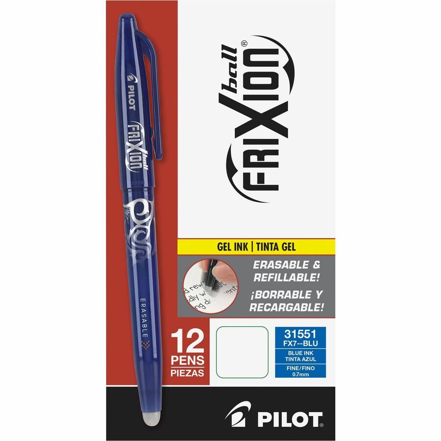 FriXion Gel Pens - Erasable - Blue Ink - Gel-based - Blue Barrel - Document, Writing - 12 / Dozen