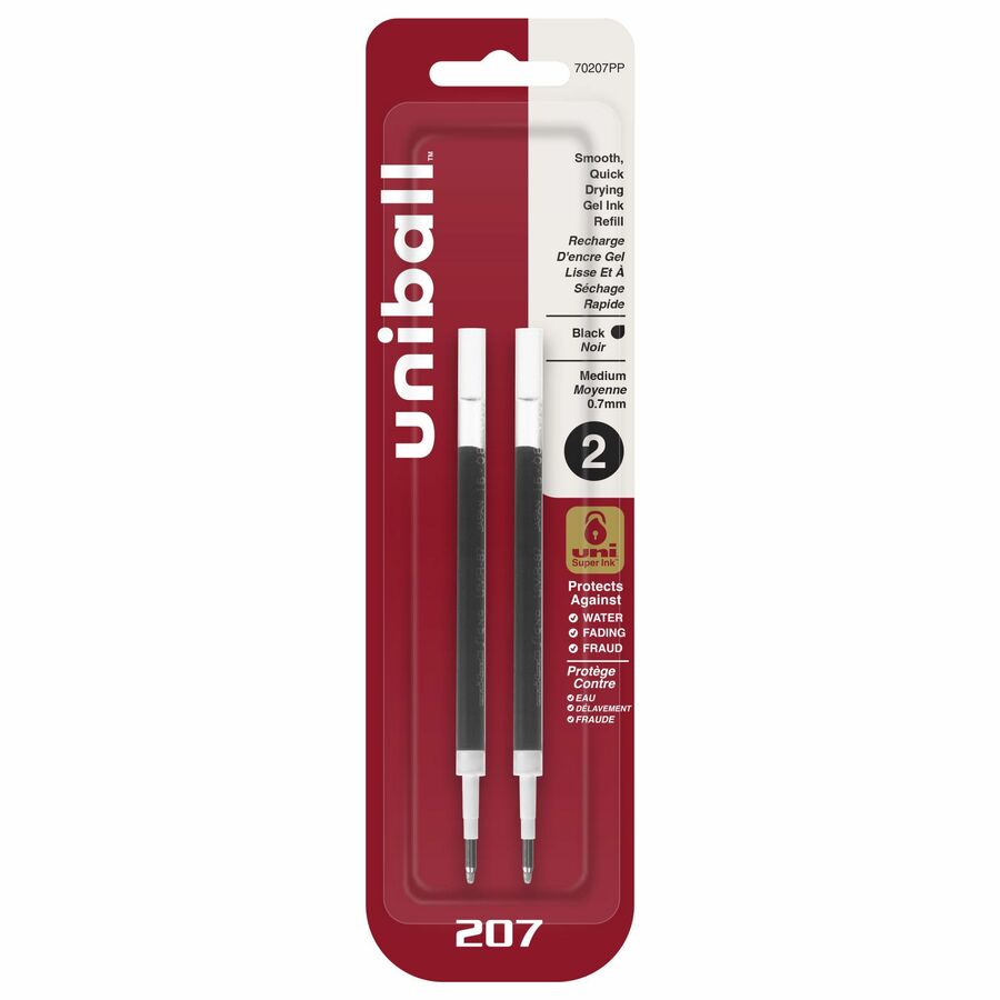 uniball™ 207 Gel Pen Refill - 0.70 mm , Medium Point - Black Ink - Super Ink - 2 / Pack