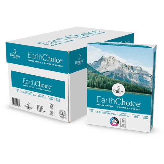 Domtar Office Paper - White - 92 Brightness - 88% Opacity - Letter - 8 1/2" x 11" - 20 lb Basis Weight - Smooth - ColorLok Technology - White - 500 Sheets - 10 / Carton
