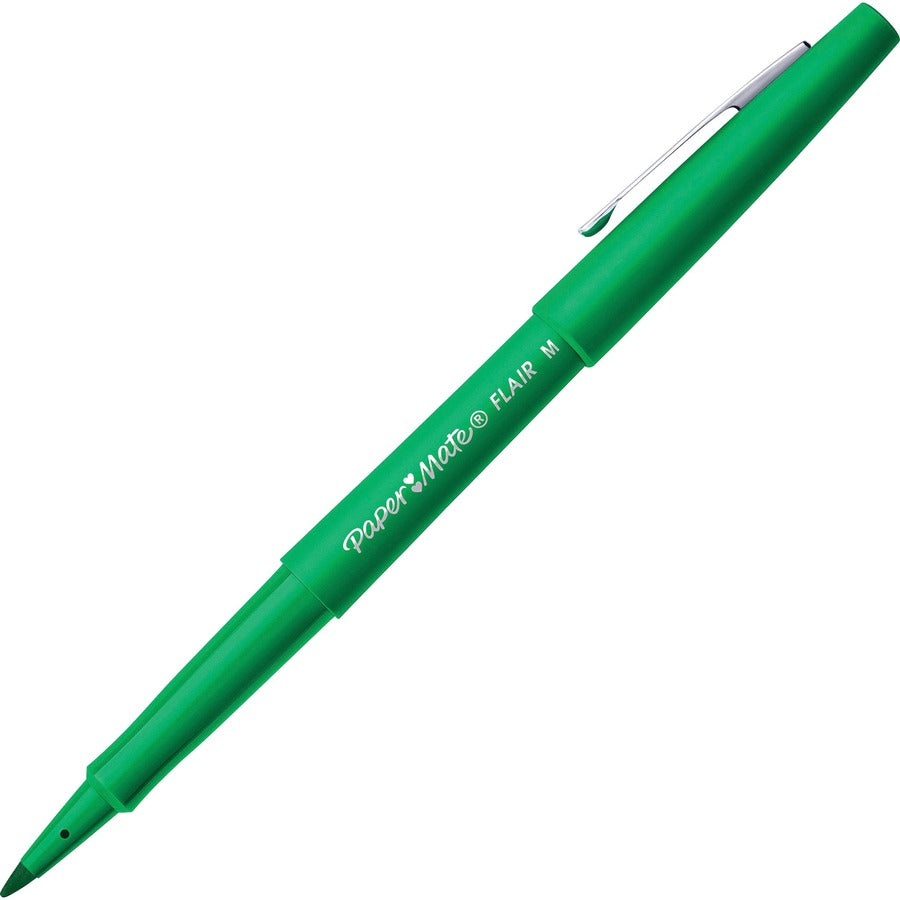 Paper Mate Flair Point Guard Felt Tip Marker Pens - 0.7 mm Pen Point - Green Ink - Water Based - 12 / Dozen