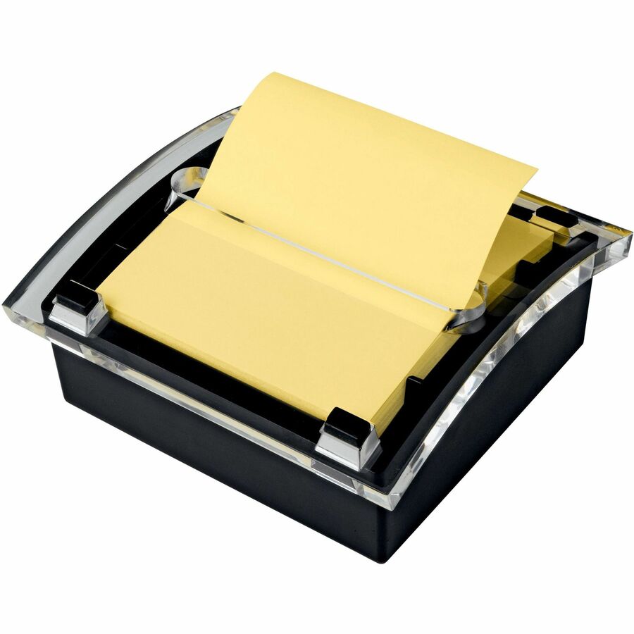 Post-it&reg, Note Dispenser - 3" x 3" Note - 100 Note Capacity - Black, Clear