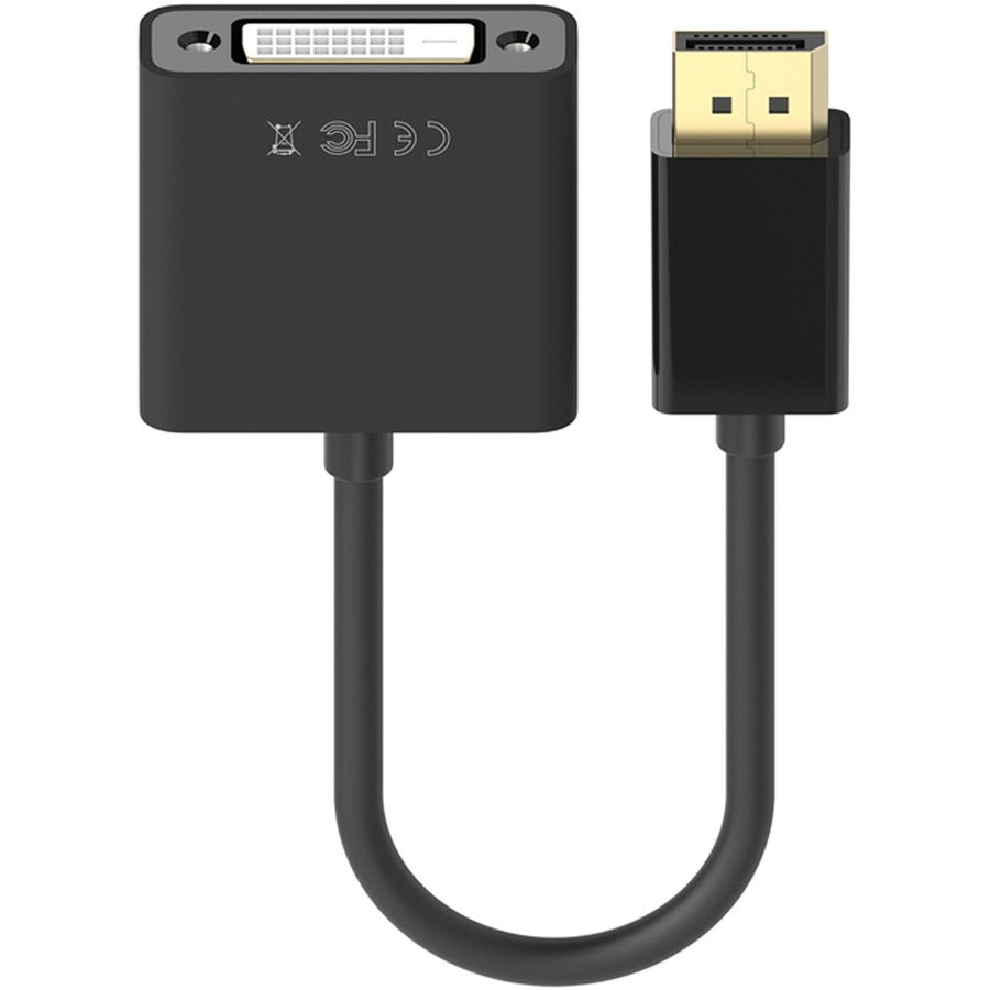 Belkin DisplayPort to DVI Adapter, M/F, 1080p - DisplayPort/DVI Video Cable Adapter for Video Device, Computer, Monitor, Projector, HDTV, Notebook, Tablet - First End: 1 x 20-pin DisplayPort Digital Audio/Video - Male - Second End: 1 x 24-pin DVI Digit...