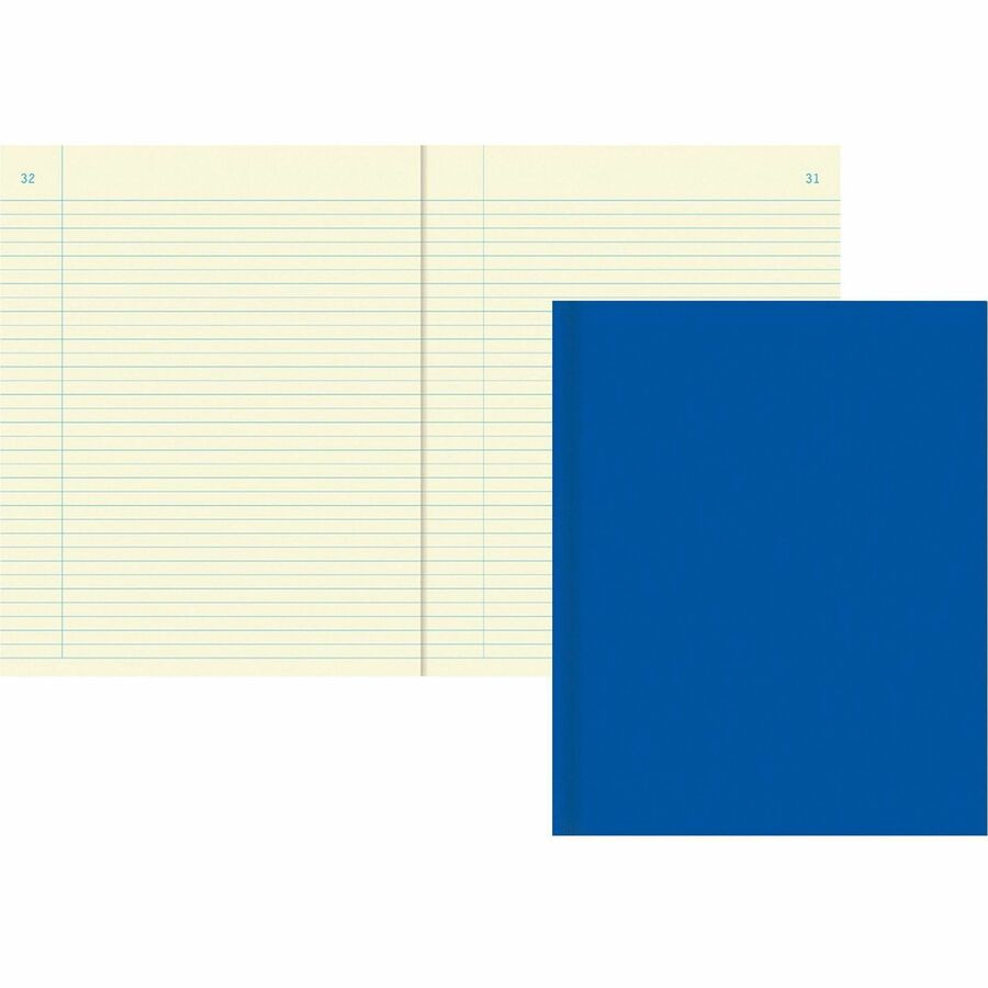 Rediform Narrow Ruled Chemistry Notebook - 60 Sheets - Perfect Bound - Ruled Margin - 8 1/2" x 11" Sheet Size - Green Paper - Blue Cover - Hard Cover, Numbered, Heavyweight - Recycled - 1 Each