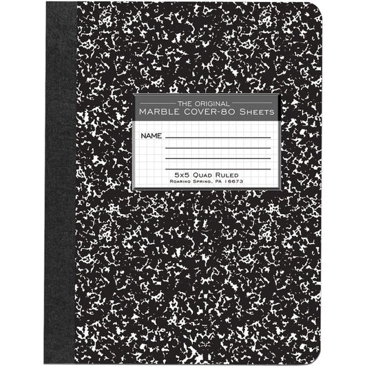 Roaring Spring Graph Ruled Hard Cover Composition Book - 80 Sheets - 160 Pages - Printed - Sewn/Tapebound - Both Side Ruling Surface - Quad Ruled Front Ruling - 15 lb Basis Weight - 56 g/m², Grammage - 9 3/4" x 7 1/2" Sheet Size - 0.33" Height x 7....