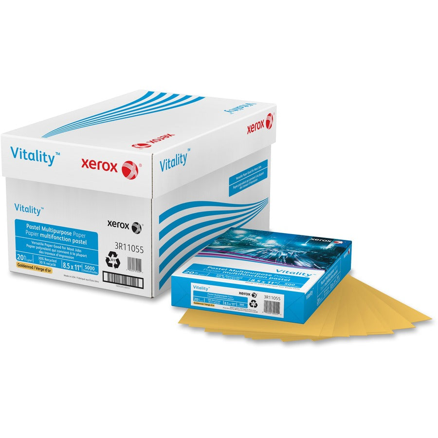 Xerox Vitality Multipurpose Pastel Paper - Letter - 8 1/2" x 11" - 20 lb Basis Weight - Jam-free - Goldenrod - 1 Ream
