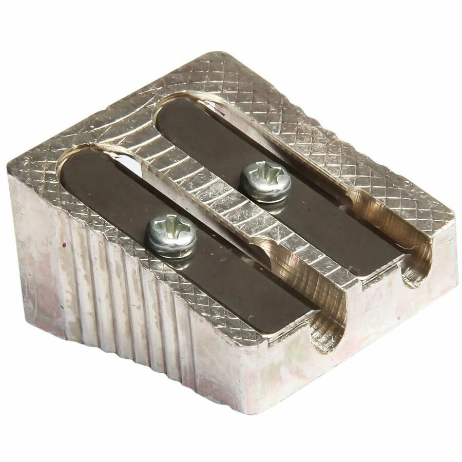 Baumgartens Pencil Sharpener Dual Hole SILVER (MR-2110) - Handheld - 2 Hole(s) - 0.6" Height x 0.9" Width - Metal - Silver - 1 Each