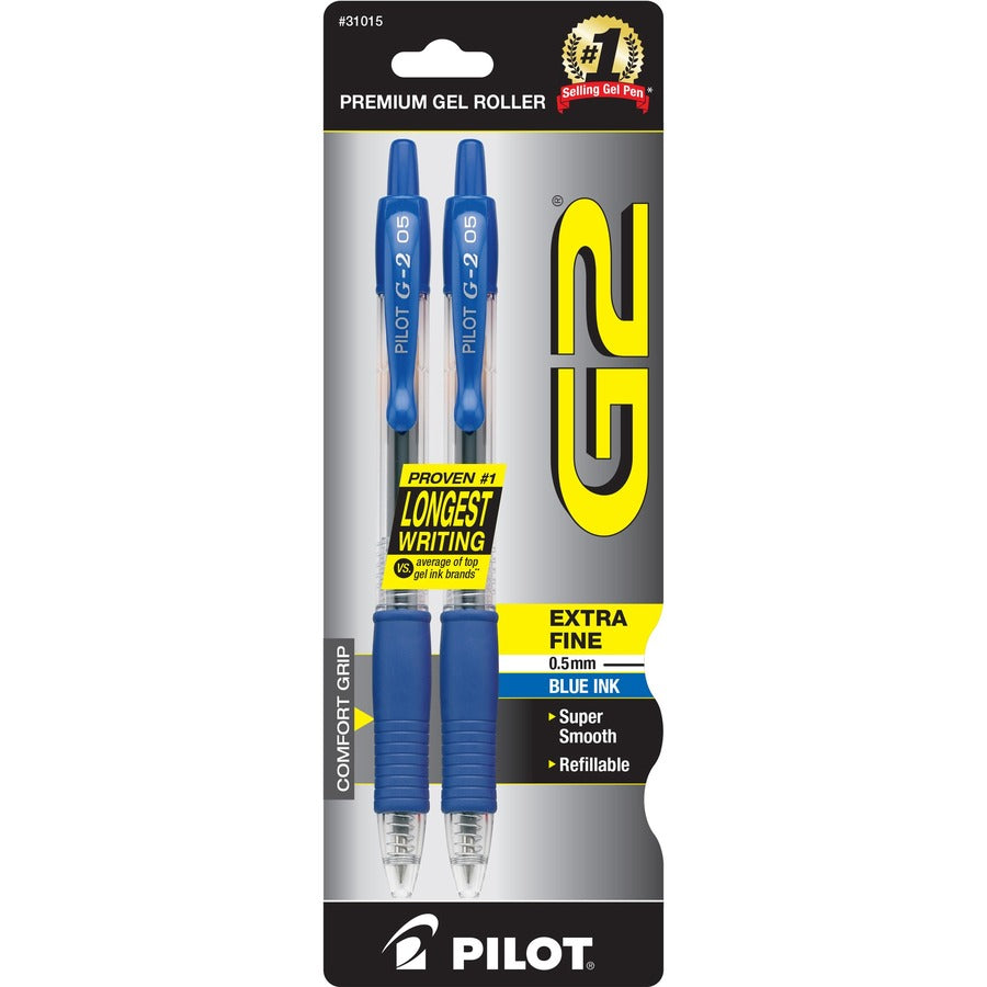 Pilot Premium Gel Ink Retractable Pen - Refillable - Retractable - Blue Ink - Gel-based - 2 / Pack