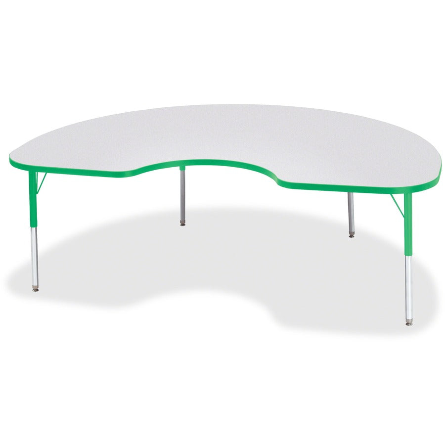 Berries Berries Elementary Gray Laminate Kidney Table - Gray Kidney-shaped Top - Four Leg Base - 4 Legs - Height Adjustable - 15" to 24" Adjustment - 72" Table Top Length x 48" Table Top Width x 1.13" Table Top Thickness - 24" Height - Art, Craft - Ass...