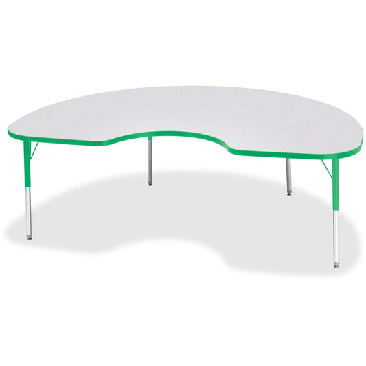 Berries Berries Elementary Gray Laminate Kidney Table - Gray Kidney-shaped Top - Four Leg Base - 4 Legs - Height Adjustable - 15" to 24" Adjustment - 72" Table Top Length x 48" Table Top Width x 1.13" Table Top Thickness - 24" Height - Art, Craft - Ass...