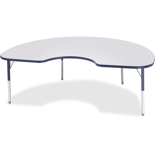 Jonti-Craft Berries Elementary Height Color Edge Kidney Table - Laminated Kidney-shaped, Navy Top - Four Leg Base - 4 Legs - Height Adjustable - 15" to 24" Adjustment - 72" Table Top Length x 48" Table Top Width x 1.13" Table Top Thickness - 24" Height...