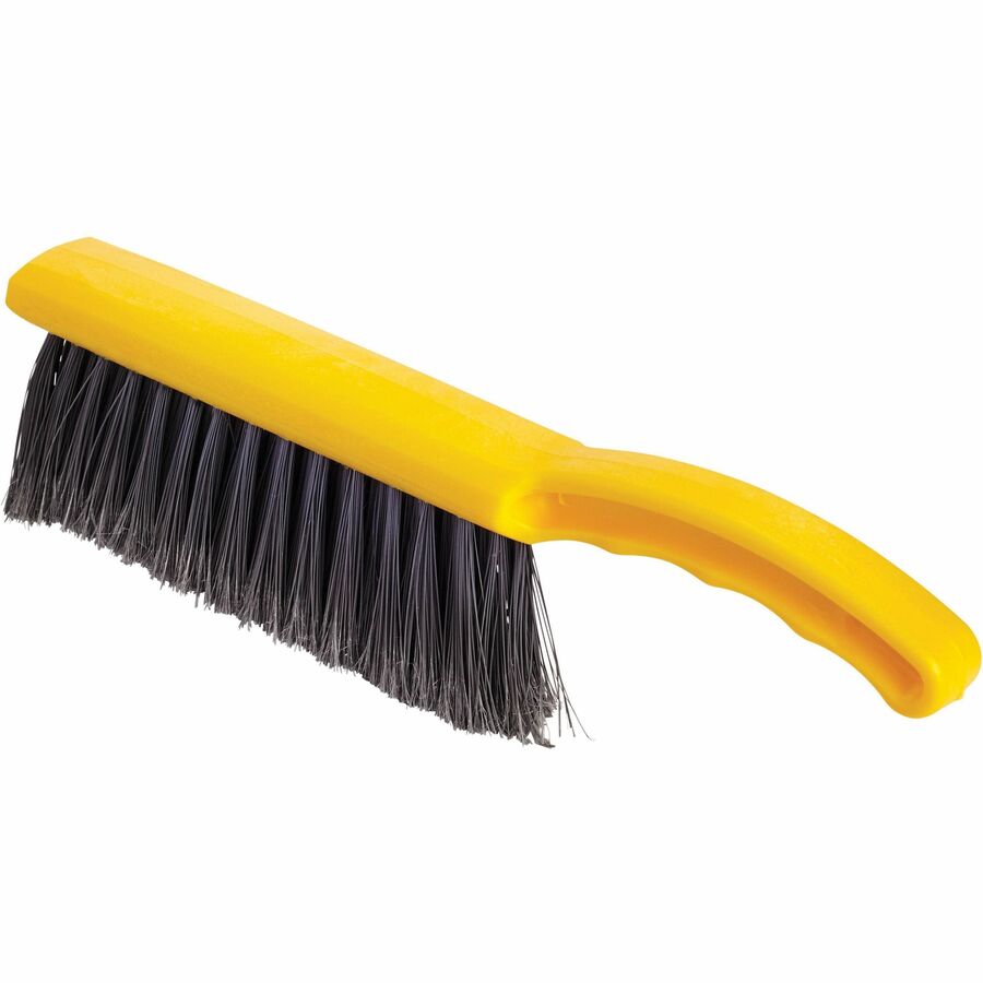 Rubbermaid Commercial Countertop Block Brush - 8" Synthetic Bristle - 12.5" Overall Length - Yellow, Silver - 1 Each
