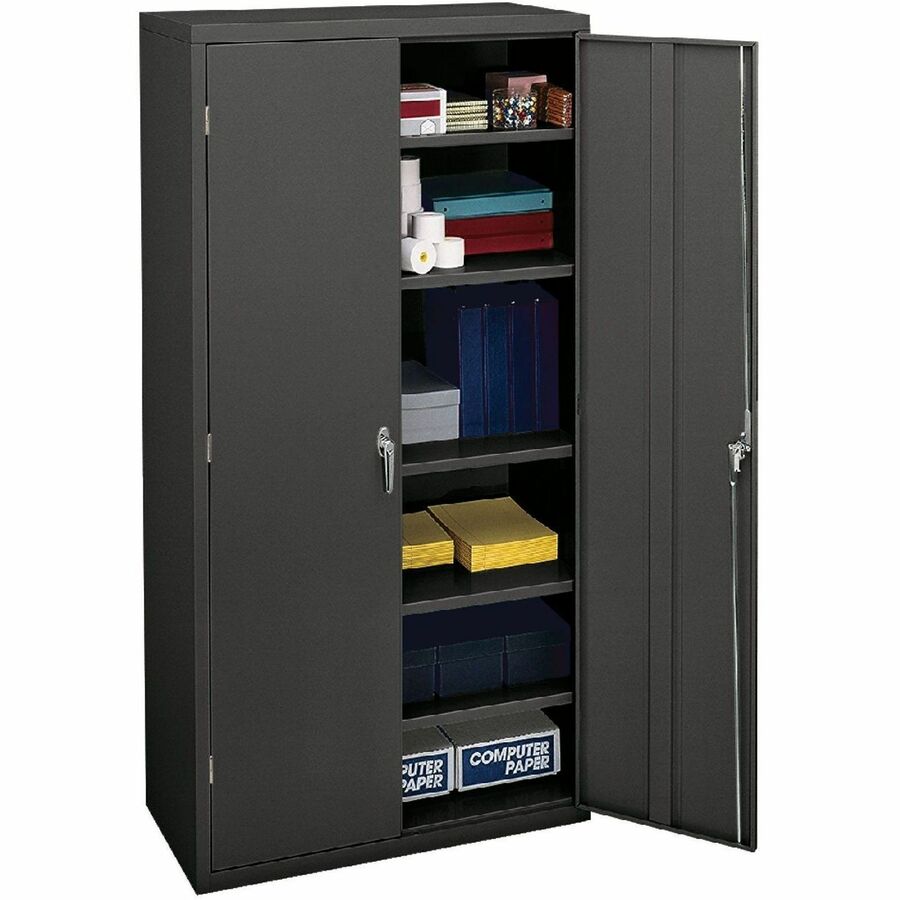 HON Brigade 5-Shelf Storage Cabinet - 36" Width x 18.1" Depth x 72" Height - 5 x Shelf(ves) - 2 x Door(s) - 250 lb Load Capacity - Lockable, Reinforced, Sturdy, Durable, Leveling Glide, Reinforced Door, Heavy Duty, Temperature Resistant - Charcoal - Steel