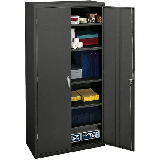 HON Brigade 5-Shelf Storage Cabinet - 36" Width x 18.1" Depth x 72" Height - 5 x Shelf(ves) - 2 x Door(s) - 250 lb Load Capacity - Lockable, Reinforced, Sturdy, Durable, Leveling Glide, Reinforced Door, Heavy Duty, Temperature Resistant - Charcoal - Steel