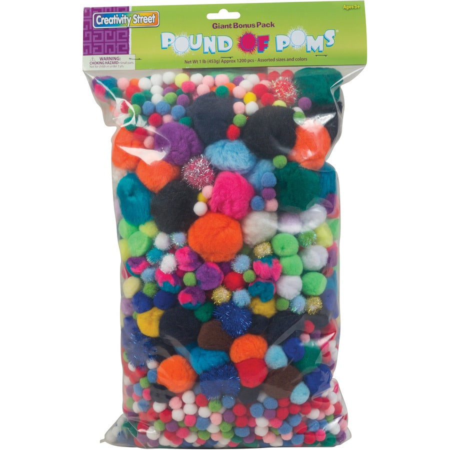 Creativity Street Pound of Poms - Art Project - Assorted - 1200 / Pack