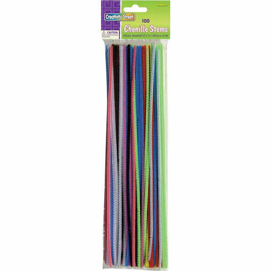Creativity Street Pipe Cleaner Stems - Classroom Activities, Craft - 100 Piece(s) - Assorted - Polyester - 100 / Pack