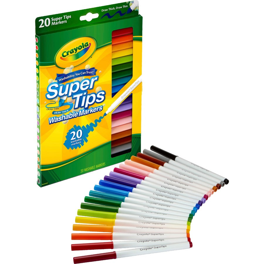 Crayola Super Tips Washable Markers - Washable - Assorted Ink - 1 Set