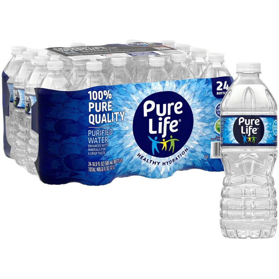 Pure Life Purified Bottled Water - Ready-to-Drink - 16.91 fl oz (500 mL) - 24 / Carton