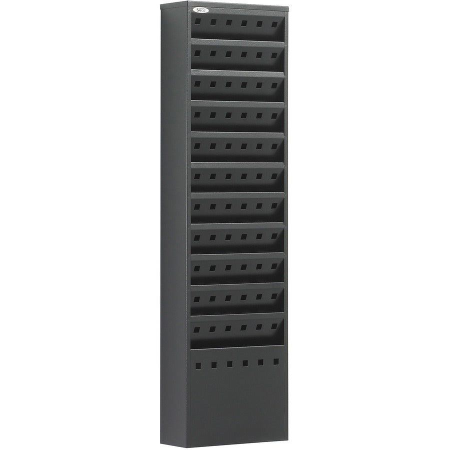 Safco 11-Pocket Steel Magazine Racks - 11 Pocket(s) - 36.25" Height x 10" Width x 4" Depth - Floor - Scratch Resistant - Powder Coated - Black - Steel - 1 Each