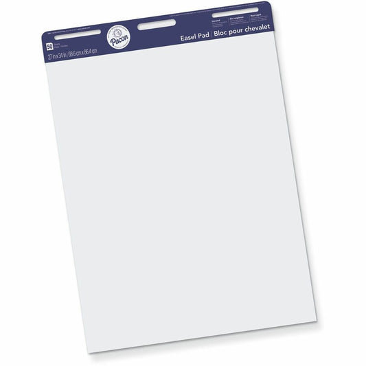 Pacon Unruled Easel Pads - 50 Sheets - Plain - Stapled/Glued - Unruled Front Ruling - 27" x 34" Sheet Size - White Paper - Chipboard Cover - Perforated, Bond Paper - Recycled - 1 Pad