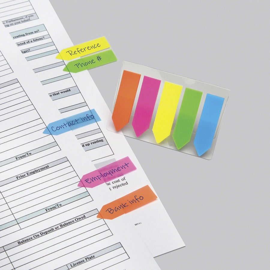 Redi-Tag Neon Small Arrow Colored Flags - 50 x Neon Blue, 50 x Neon Green, 50 x Neon Pink, 50 x Neon Yellow, 50 x Neon Orange - 1 3/4" Flag/Note Width x 29/64" Flag/Note Length - Arrow - Neon Green, Neon Blue, Neon Yellow, Neon Pink, Neon Orange - Writ...