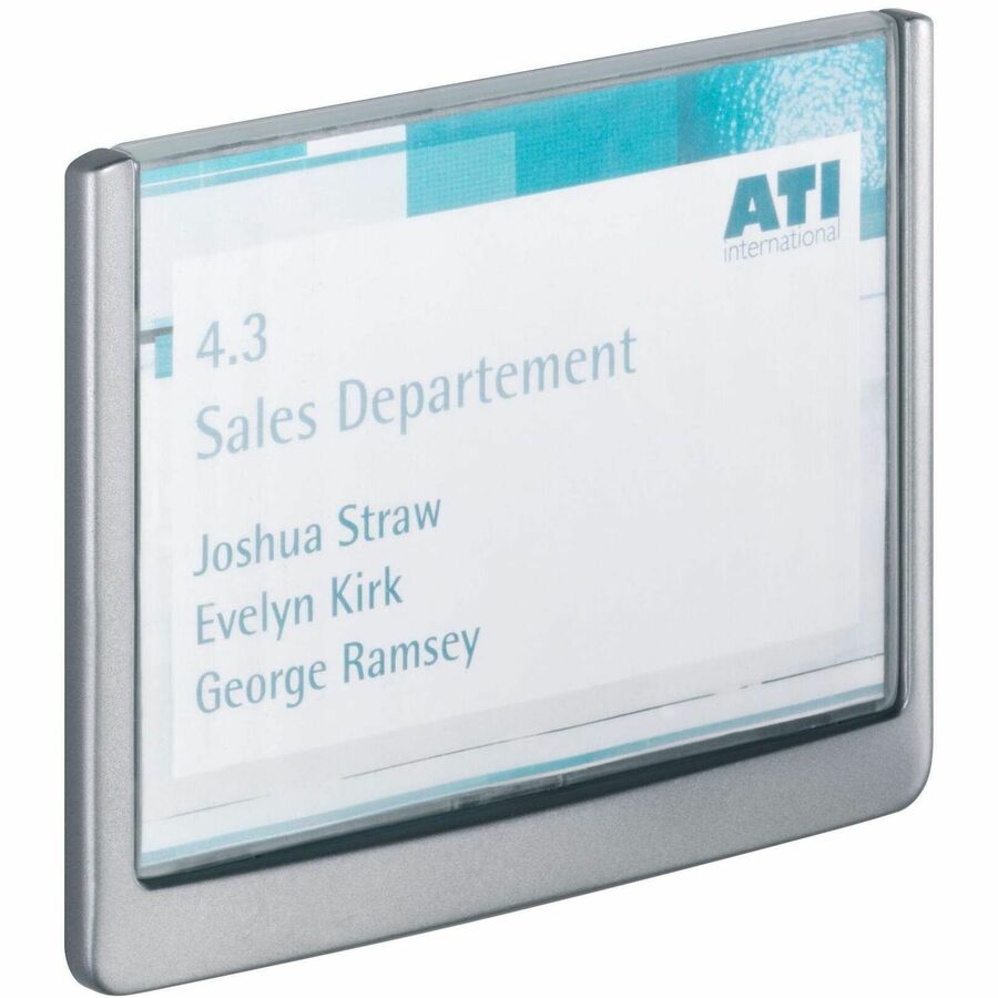 DURABLE CLICK SIGN Holder for Interior Walls - 5.9" Width x 5.1" Height x 0.6" Depth - Rectangular Shape - Door-mountable, Surface-mountable, Wall Mountable - Indoor - Acrylic, Plastic - Clear, Graphite - 1 Each