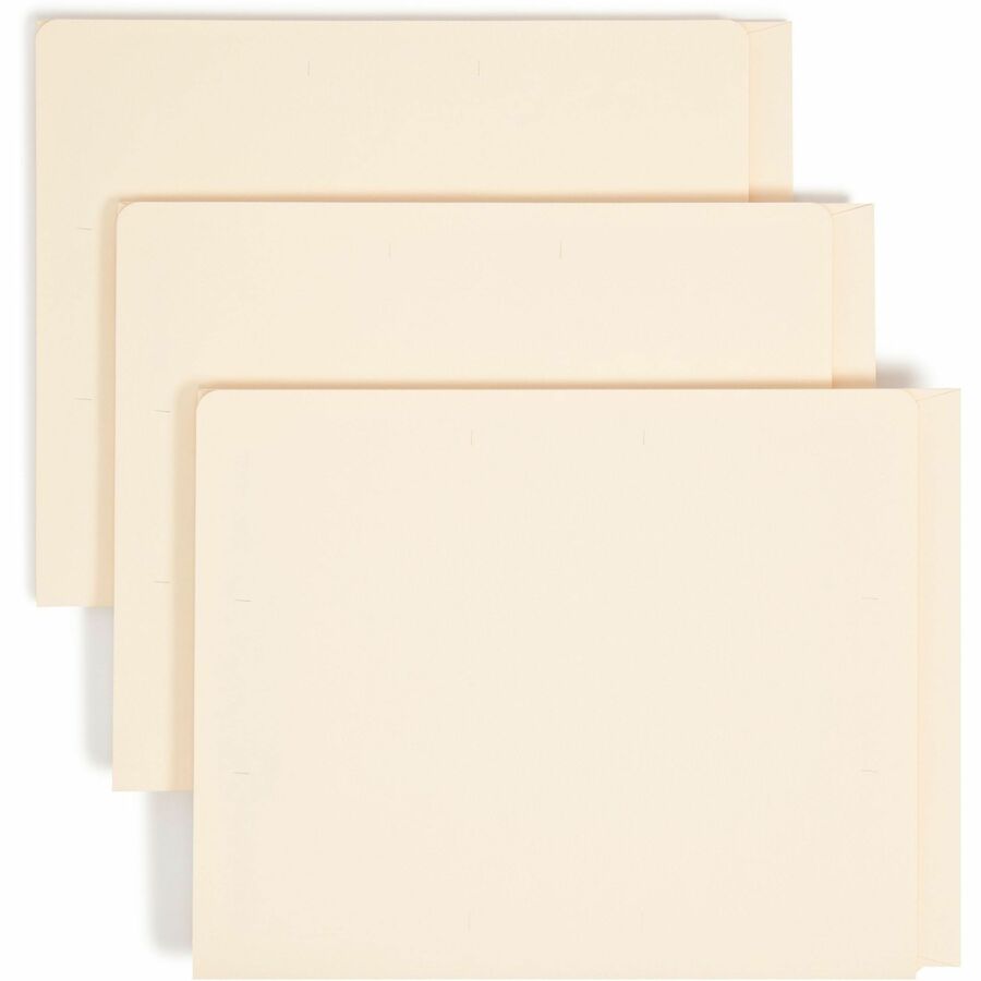 Smead Straight Tab Cut Letter Recycled Fastener Folder - 8 1/2" x 11" - 2 x 2B Fastener - 1 Pocket - 11 pt. - 2 Plys - Manila - 10% Recycled - 50 / Box