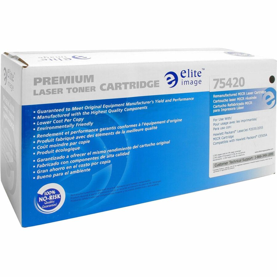 Elite Image Remanufactured MICR Laser Toner Cartridge 05A (CE505A) - Black - 1 Each - 2300 Pages