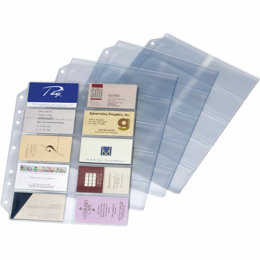 Cardinal&reg, EasyOpen Card File Binder Refill Pages - 12" Height x 0.1" Width x 9.5" Length - 10 x Page, 200 x Card Capacity - For Letter 8 1/2" x 11" Sheet - Ring Binder - Rectangular - Clear - Polypropylene - 10 / Pack