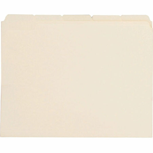 Business Source 1/5 Tab Cut Letter Recycled Top Tab File Folder - 8 1/2" x 11" - 3/4" Expansion - Top Tab Location - Assorted Tab Position - 11 pt. - Manila Paper - Manila - 10% Recycled - 100 / Box