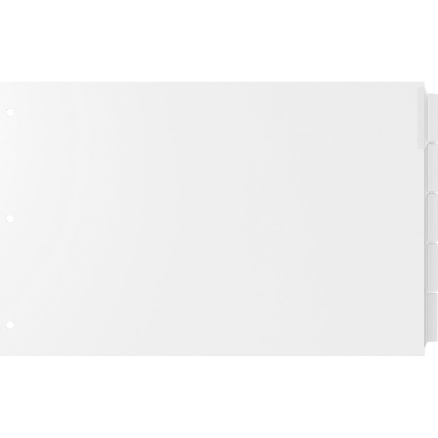 EasyFit 5-Tab Legal Size Index Dividers - 5 x Divider(s) - 5 Tab(s) - 5 Tab(s)/Set - 8.5" Divider Width x 14" Divider Length - Legal - 3 Hole Punched - White Divider - Clear Plastic Tab(s) - 30% Recycled - Hole Reinforcement, Punched - 1 Set