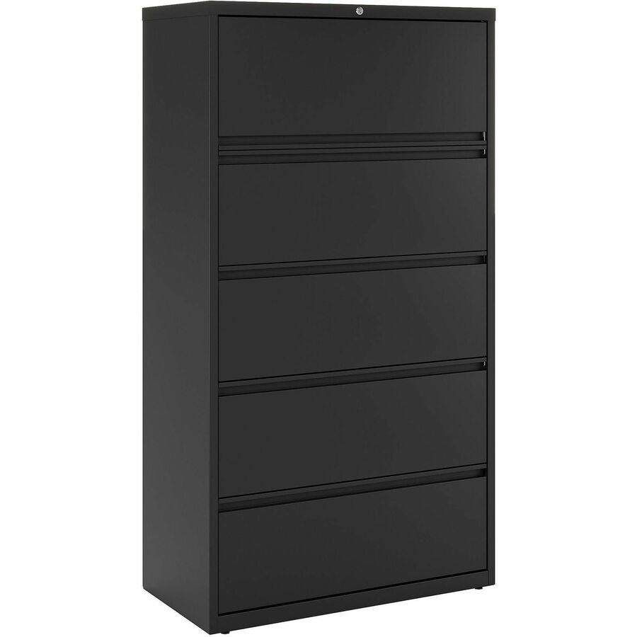 Lorell Fortress Series Lateral File - 36" Width x 18.6" Depth x 67.7" Height - 5 x Drawer(s) for File - Letter, Legal, A4 - Lateral - Rust Proof, Interlocking, Leveling Glide, Ball-bearing Suspension, Label Holder - Black - Recycled
