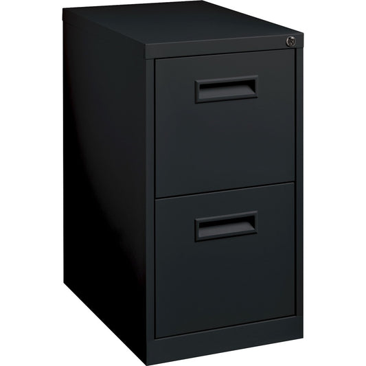 Lorell 19" File/File Mobile File Cabinet with Recessed Pull - 15" Width x 19" Depth x 28" Height - 2 x Drawer(s) for File - Letter - Locking Casters, Security Lock, Ball-bearing Suspension - Black - Powder Coated - Steel - Recycled
