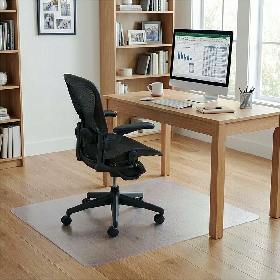 Lorell Rectangular Chair Mat for Hard Floors - 48" x 60" - Hard Floor, Wood Floor, Vinyl Floor, Tile Floor - 48" Width x 60" Depth x 0.095" Thickness - Rectangular - Vinyl - Clear - 1 Each