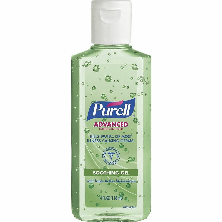 PURELL&reg, Advanced Hand Sanitizer Gel - Floral Scent - 4 fl oz - Squeeze Bottle Dispenser - Kill Germs - Hand - Moisturizing - Green - Non-sticky, Residue-free, Moisturizing - 1 Each