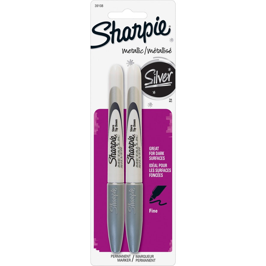 Sharpie Metallic Permanent Markers - Silver Ink - 2 / Pack