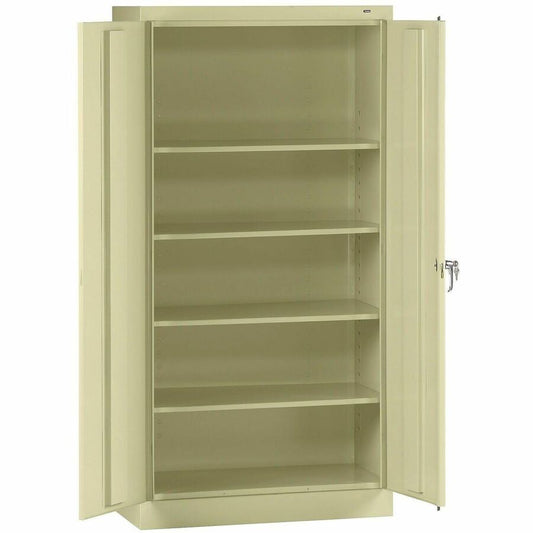 Tennsco Putty Standard Cabinet - 36" Width x 18" Depth x 72" Height - 5 x Shelf(ves) - 2 x Standard Door(s) - Heavy Duty, Adjustable Shelf, Locking Door, Hinged Door, Reinforced, Carrying Handle, Durable - Putty - Powder Coated - Steel - Recycled - Ass...
