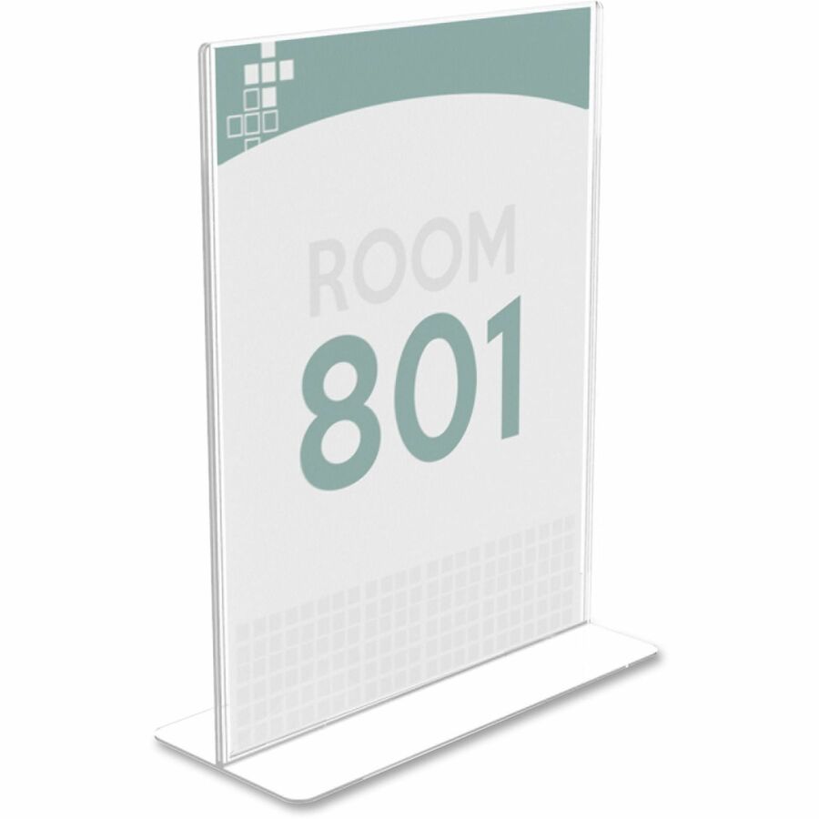 Deflecto Superior Image Double-Sided Sign Holder - Support 8.50" x 11" Media - Plastic - Clear - Durable, Removable - 1 Each