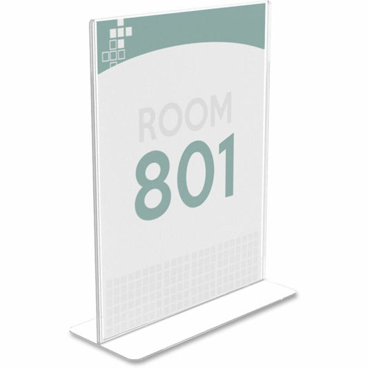 Deflecto Superior Image Double-Sided Sign Holder - Support 8.50" x 11" Media - Plastic - Clear - Durable, Removable - 1 Each