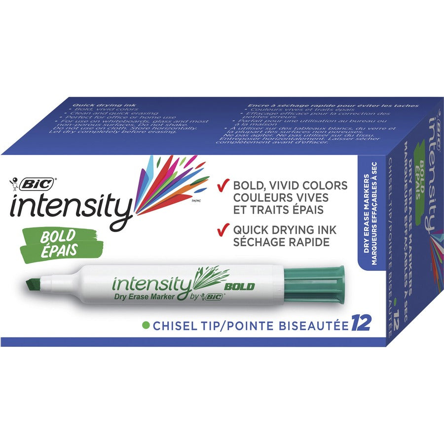 BIC Intensity Low Odor Dry Erase Markers - Green Ink - 12 / Dozen