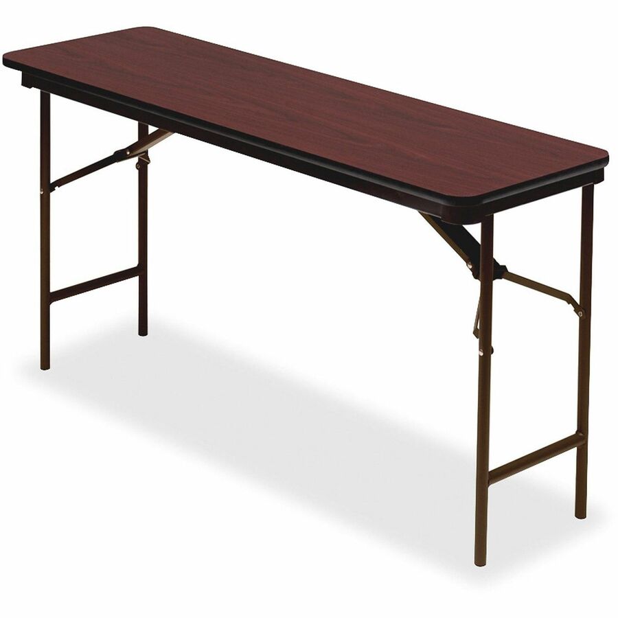 Iceberg Premium Wood Laminate Folding Table - Melamine Rectangle Top - Traditional Style - 500 lb Capacity - 72" Table Top Length x 18" Table Top Width x 0.75" Table Top Thickness - 29" Height - Mahogany - Wood Top Material - 1 Each