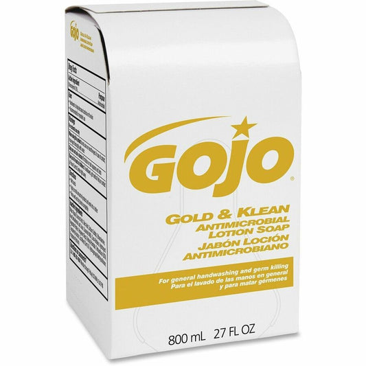 Gojo, Gold & Klean Antimicrobial Lotion Soap - Fresh Scent - 27.05 fl oz - Bacteria Remover, Dirt Remover, Kill Germs, Residue - Hand - Antibacterial - Leak Proof, Bio-based, Non-clog - 1 Each