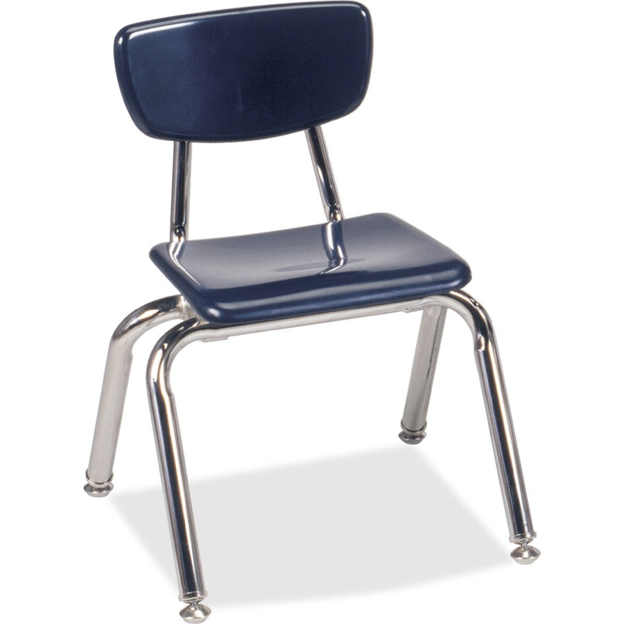 Virco 3012 Stack Chair - Navy Seat Color - Plastic Seat Material - Chrome Frame Color - 4 / Carton