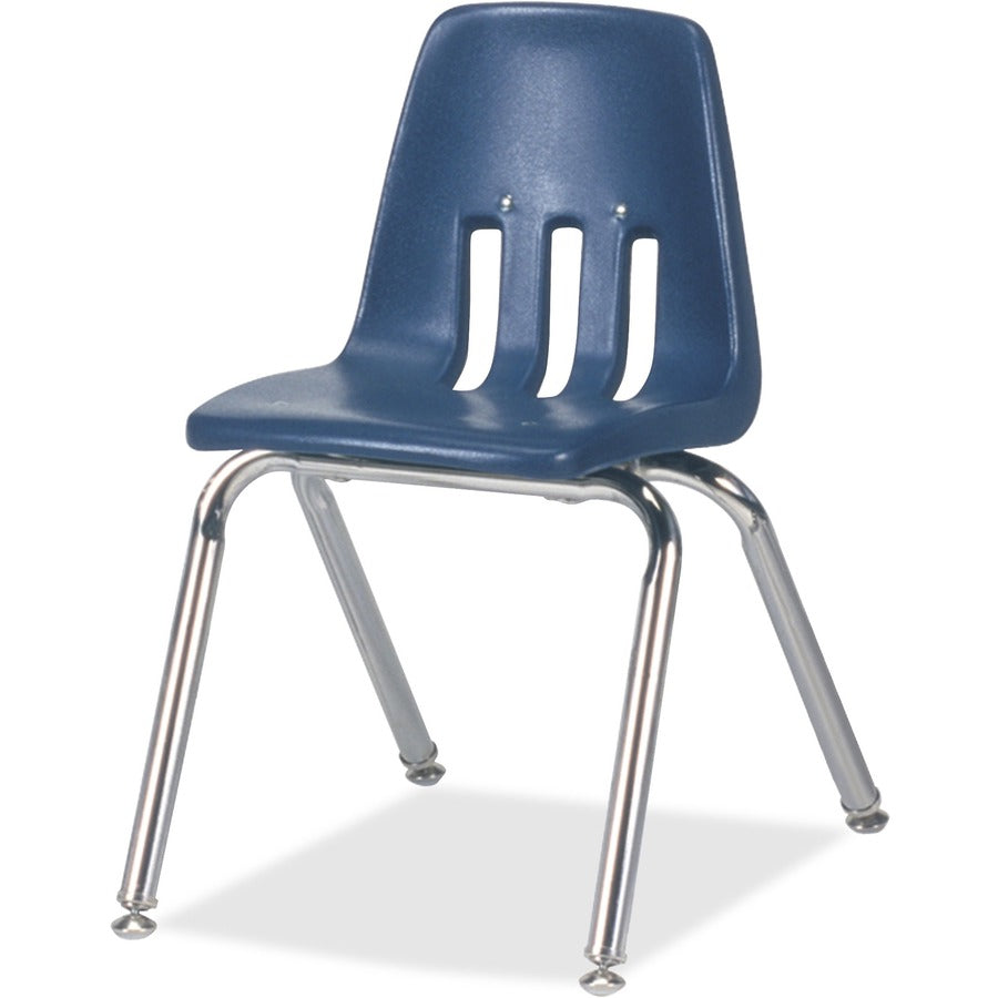 Virco Classic 9014 Stack Chair - Navy Seat Color - Plastic Seat Material - Chrome Frame Color - 4 / Carton