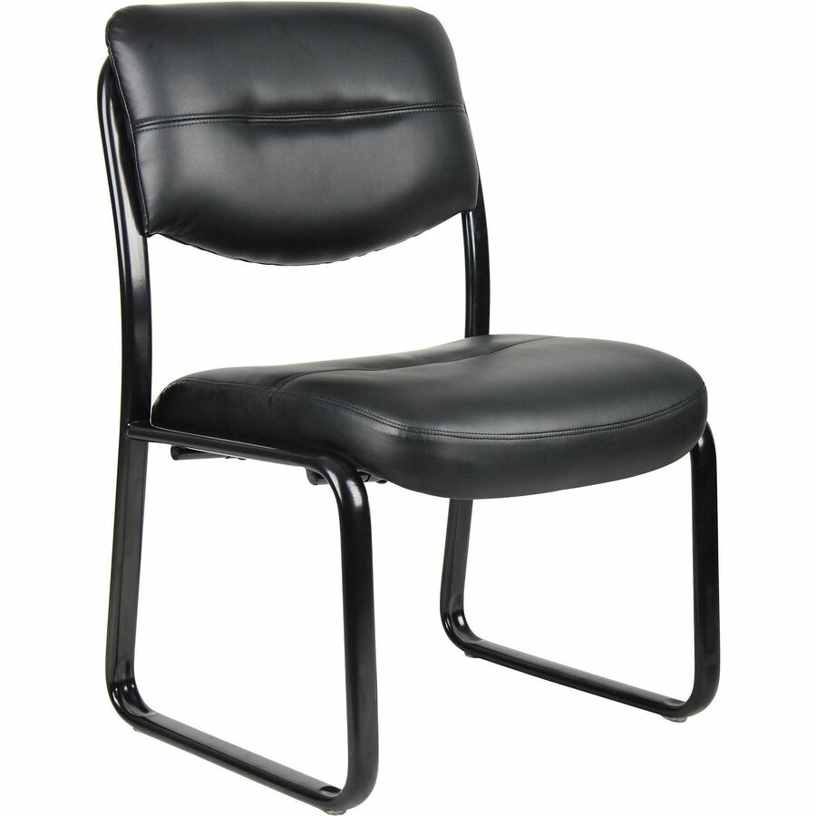 Boss Guest Chair - Black Seat Color - LeatherPlus Seat Material - Black Frame Color - Steel Frame Material - Sled Base - 1 Each